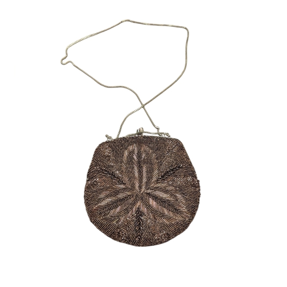 Mister Ernest Vintage Brown Clutch Bag Beaded Women's Purse